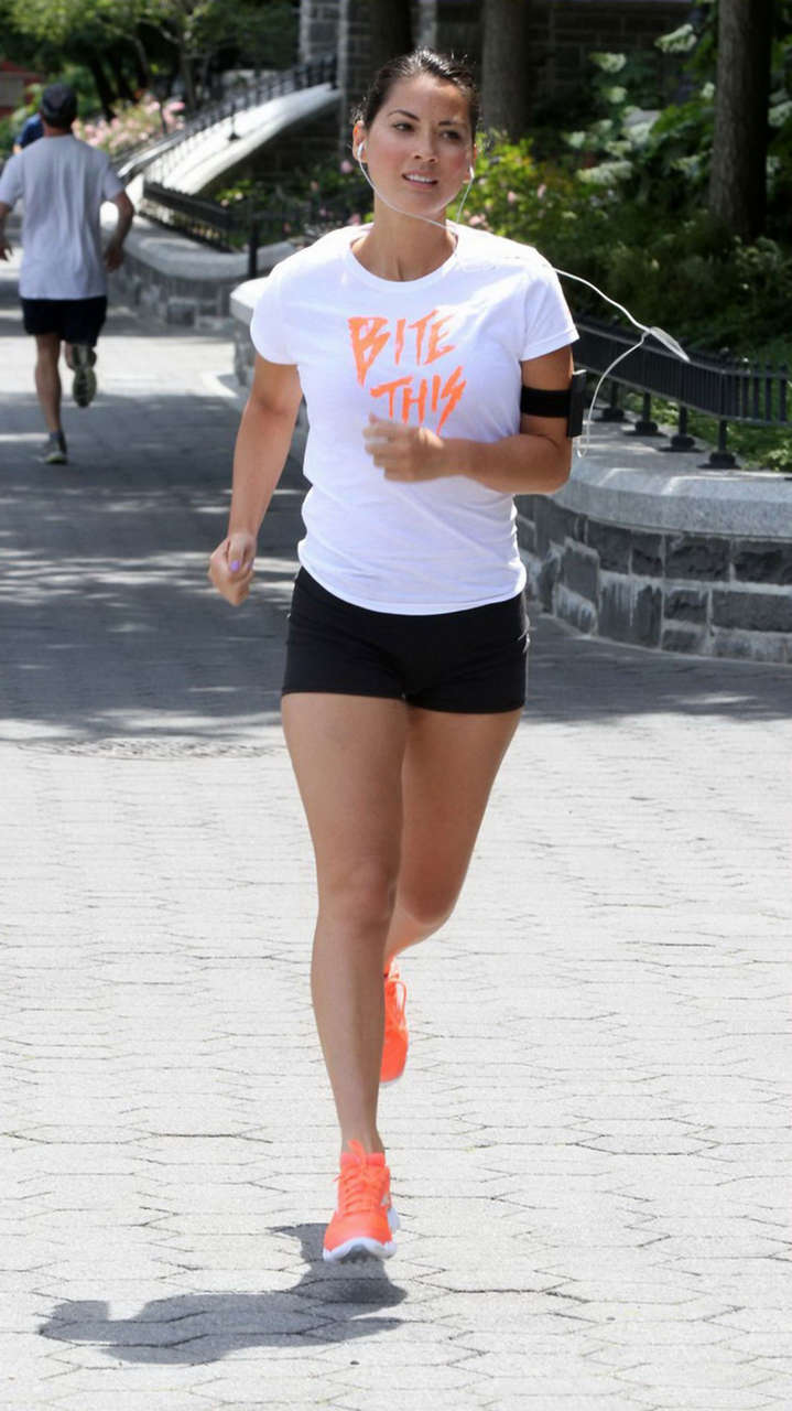Olivia Munn Jogging Battery Park City New York