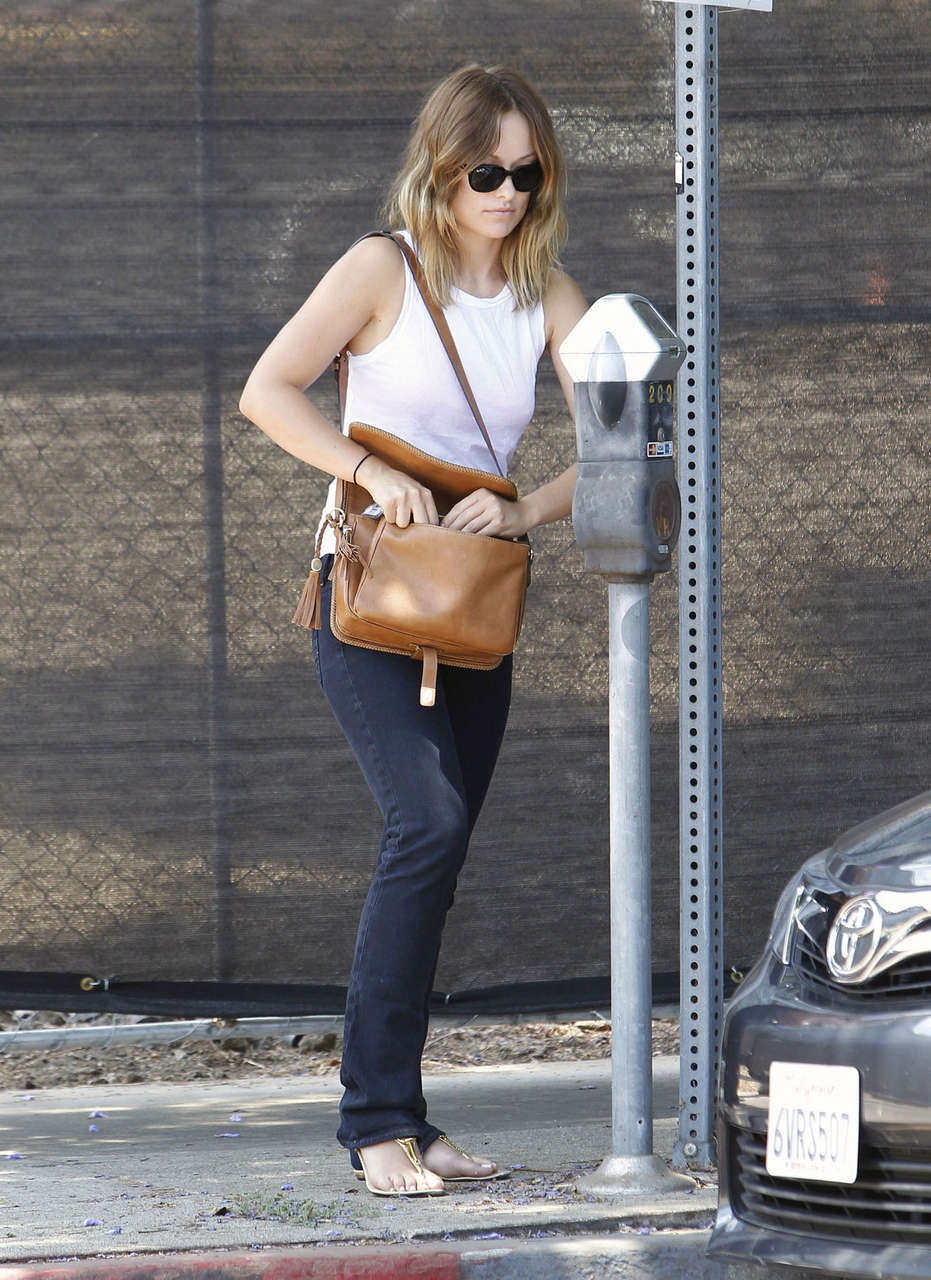 Olivia Wilde White Tank Top Out About Los Angeles