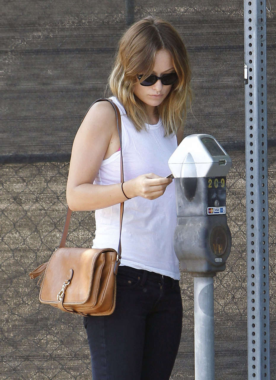 Olivia Wilde White Tank Top Out About Los Angeles