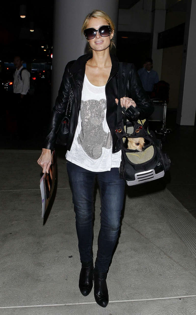 Paris Hilton Arrives Lax Airport Los Angeles