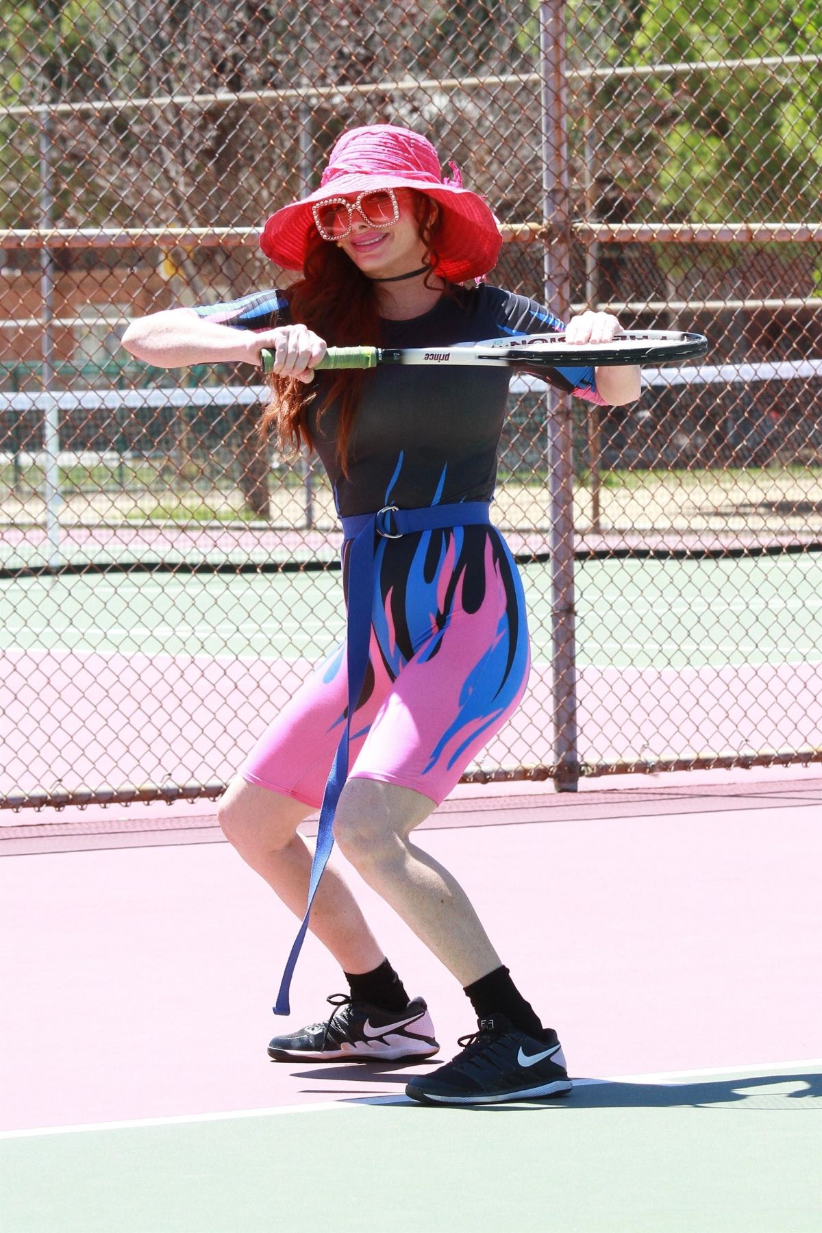 Phoebe Price At A Tennis Court In Los Angeles