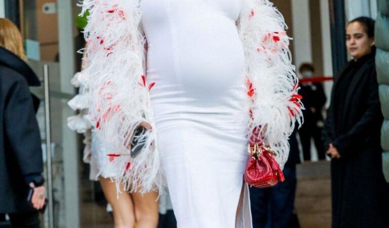 Pregnant Amel Bent Giambattista Valli Show Paris Fashion Week (8 photos)