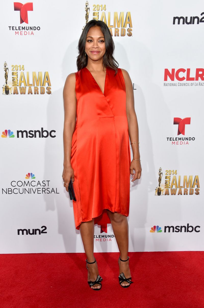 Pregnant Zoe Saldana 2014 Nclr Alma Awards Pasadena