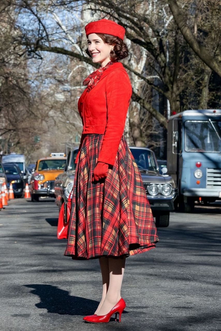 Rachel Brosnahan On Set Of Marvelous Mrs Maisel Central Park New York