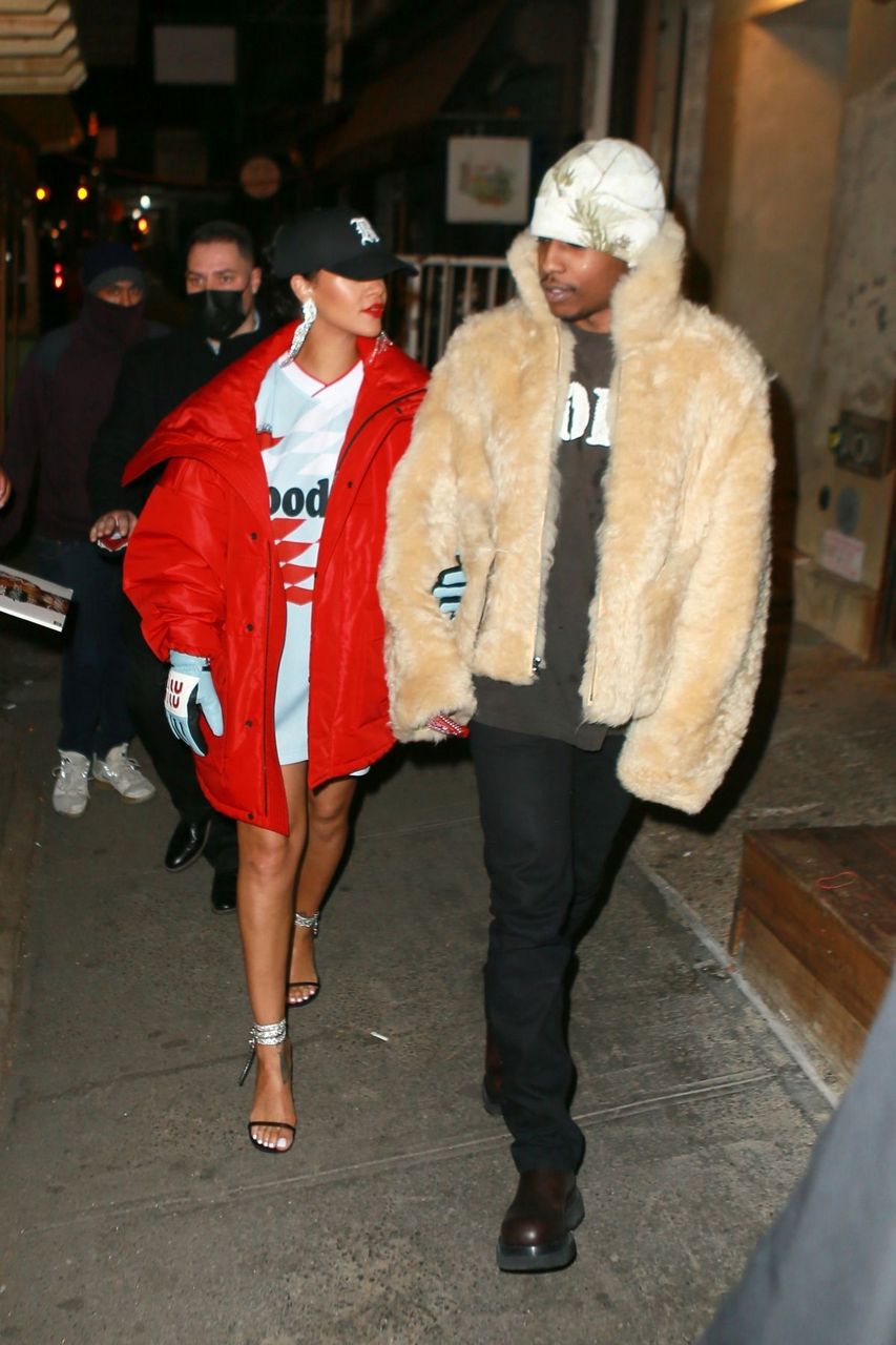 Rihanna And Ap Rocky Leaves Peasant Italian Restaurant New York
