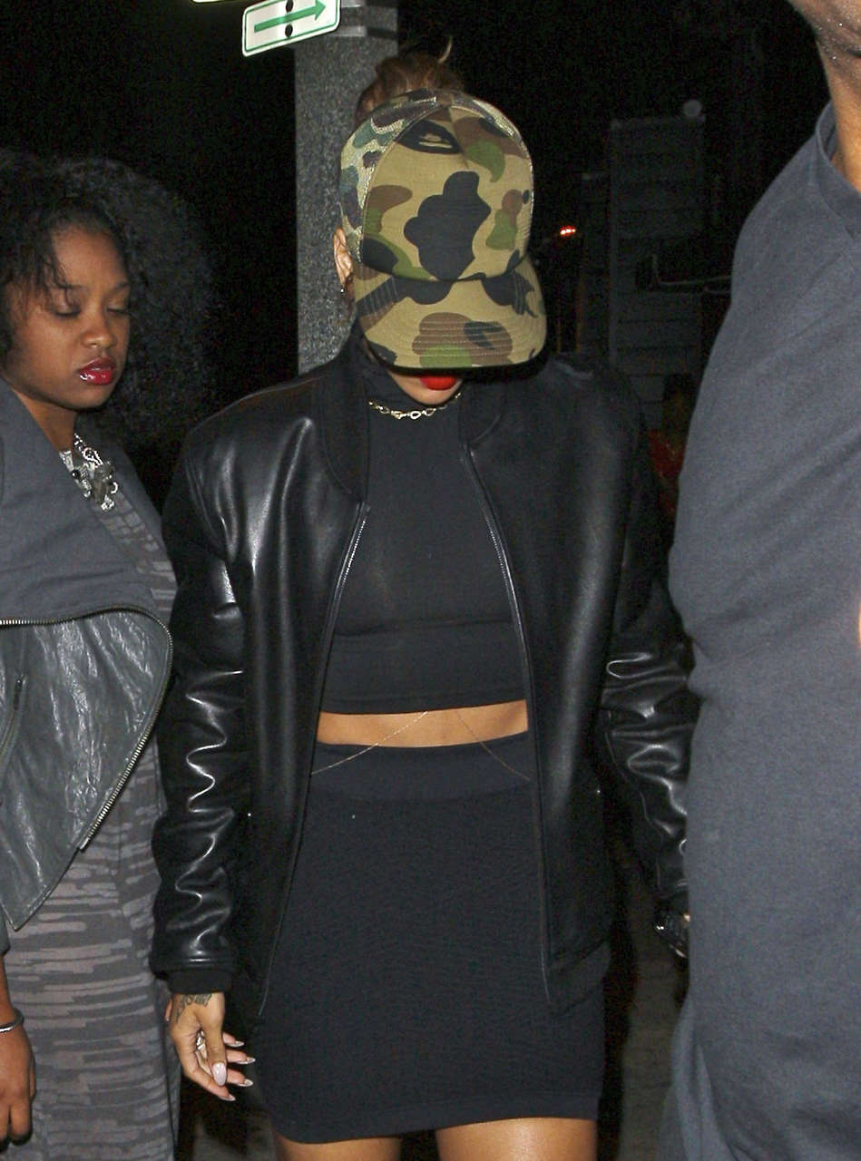 Rihanna Black Skirt Out Los Angeles
