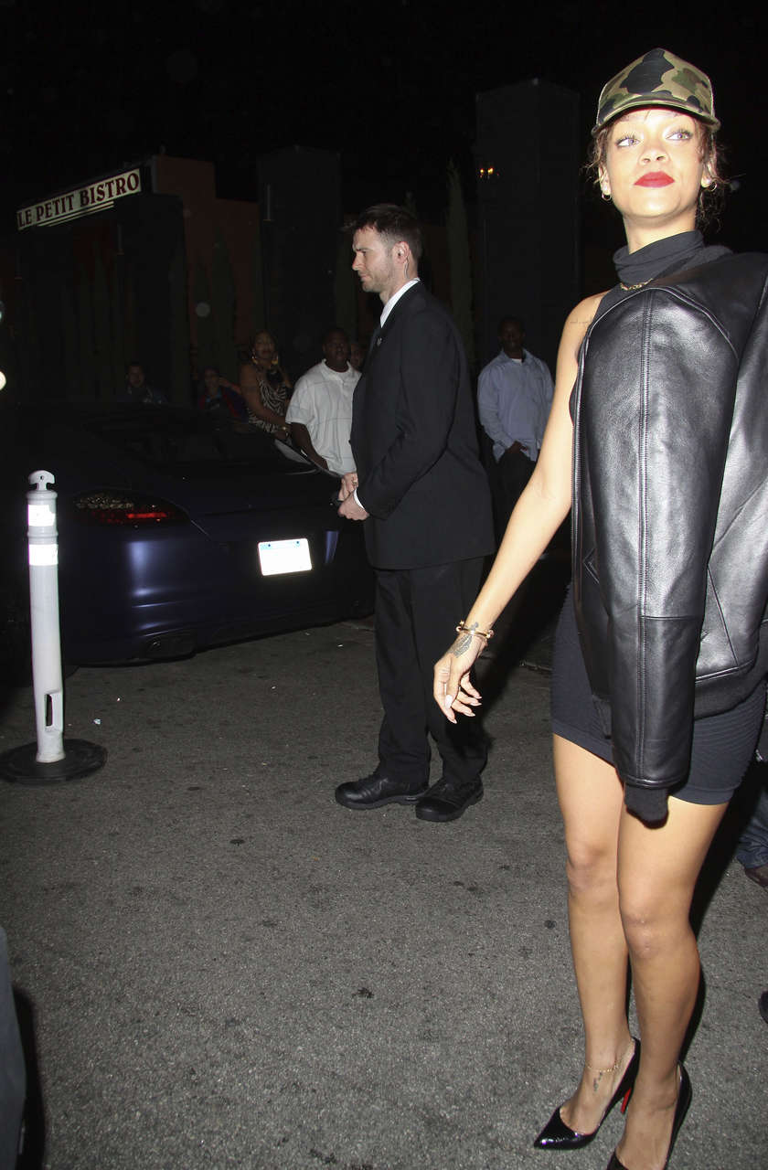 Rihanna Black Skirt Out Los Angeles