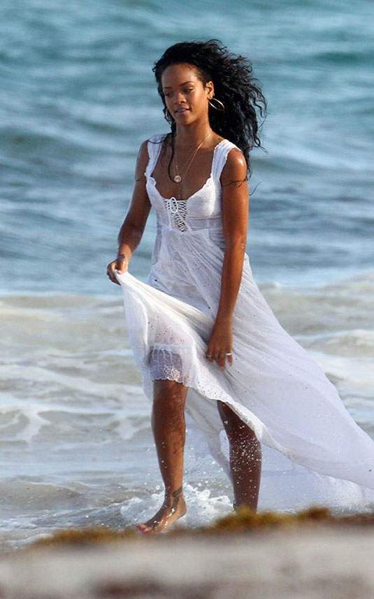 Rihanna Filming An Ad Beach Barbados