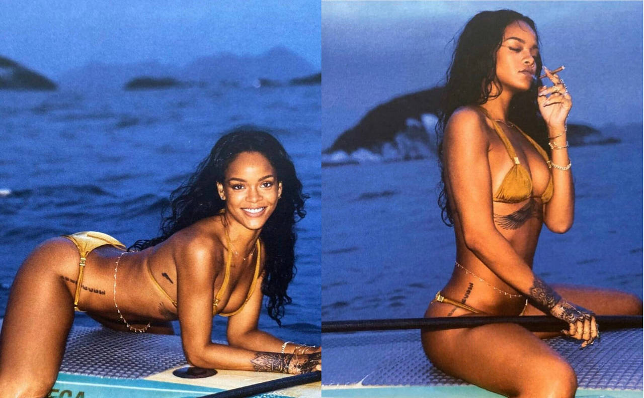Rihanna In A Golden Bikini Hot
