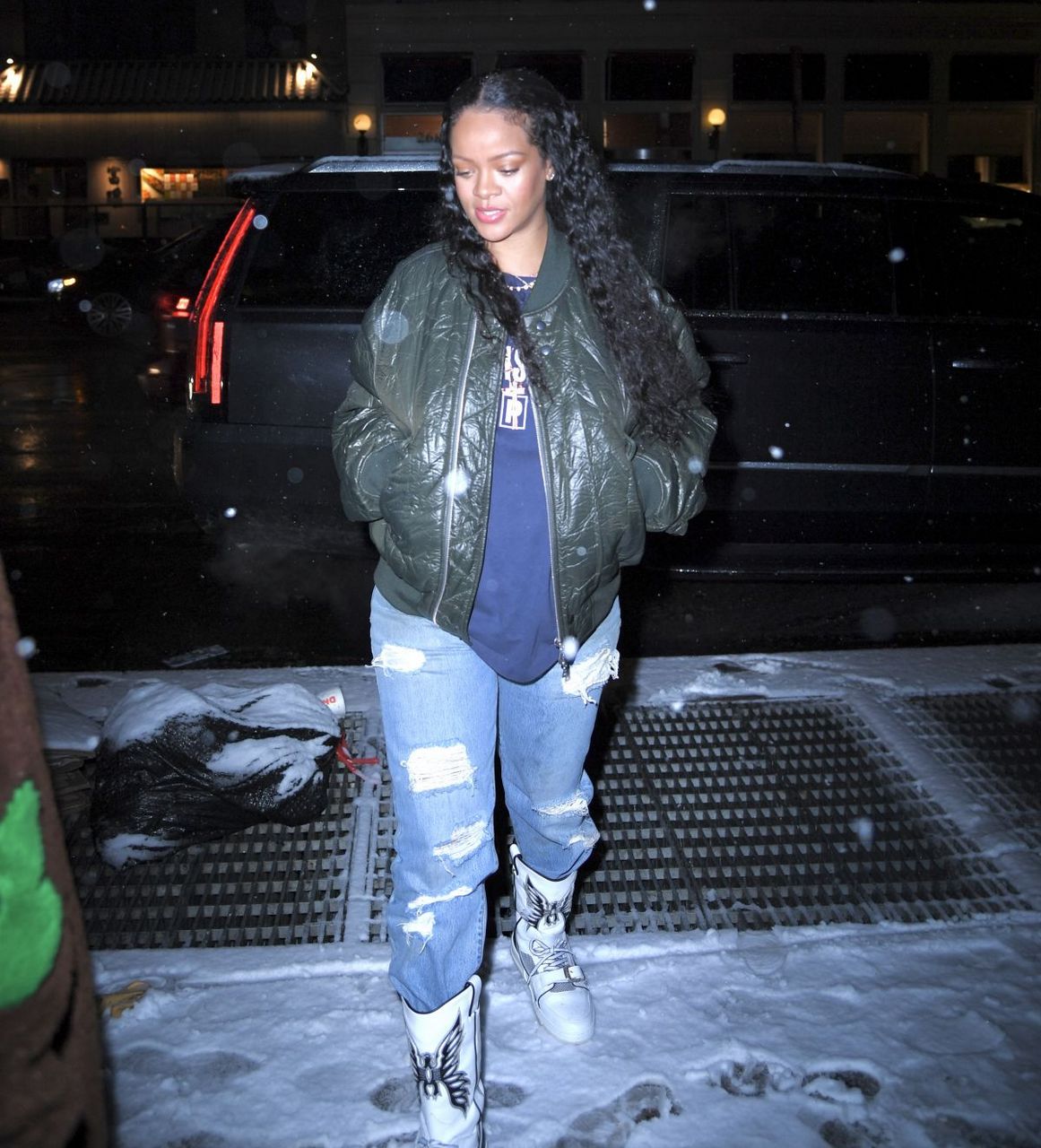 Rihanna Leaves Carbone Restaurant New York
