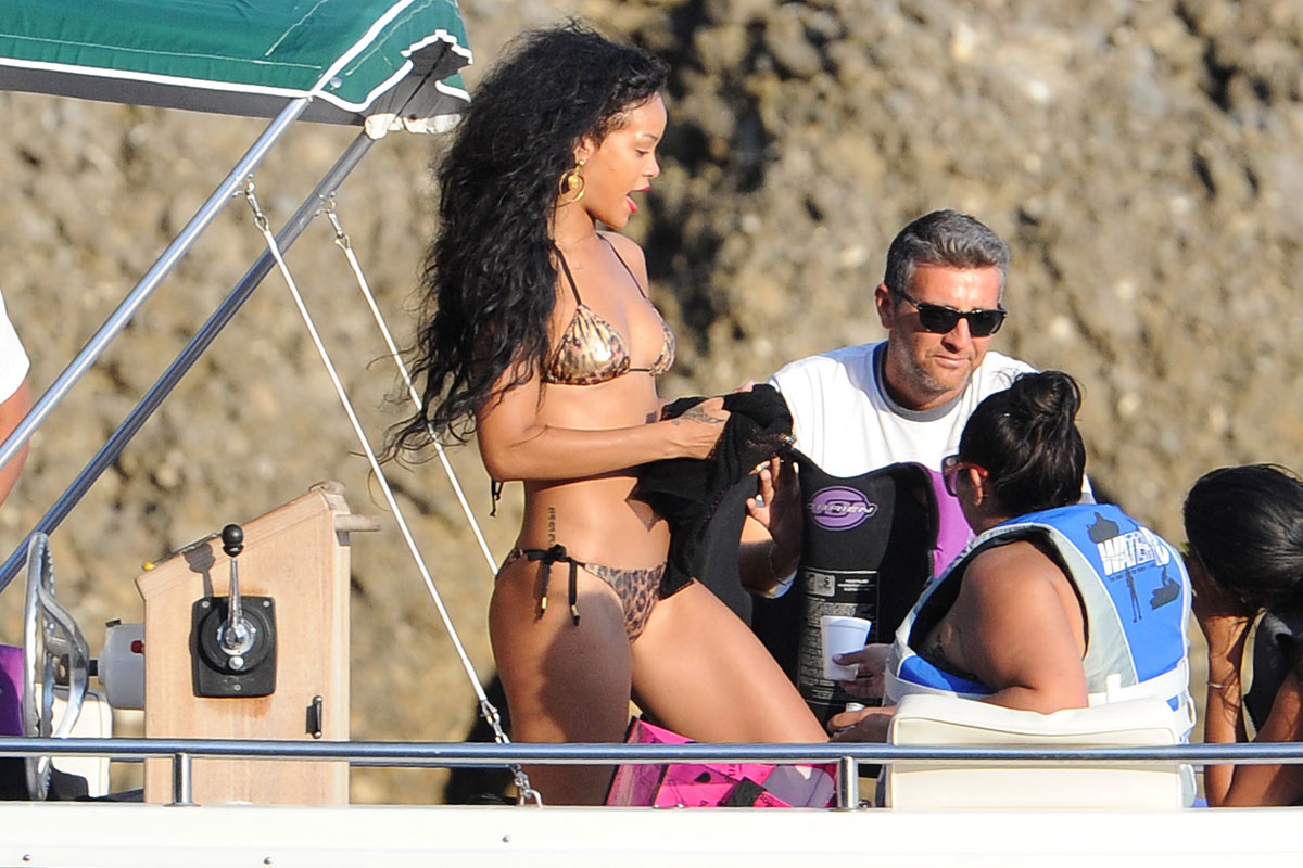 Rihanna Leopard Bikini Vacation Portofino Italy