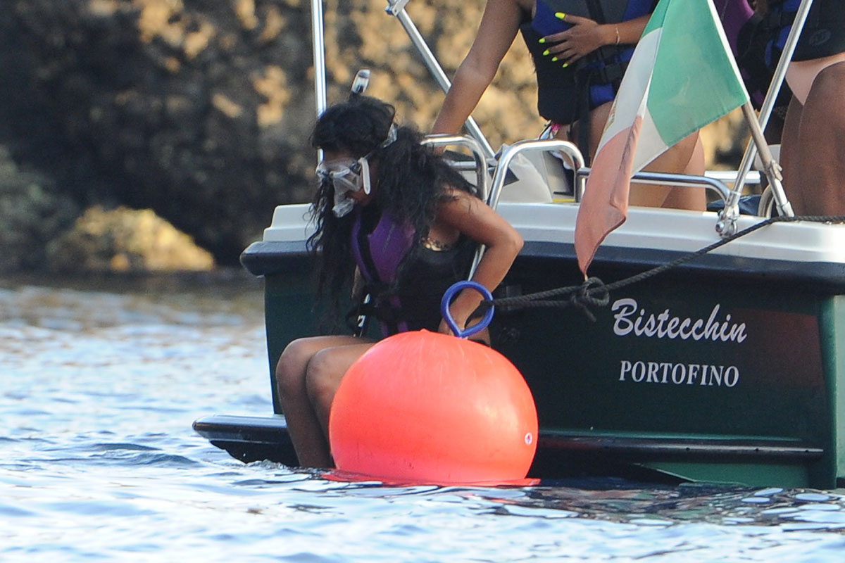 Rihanna Leopard Bikini Vacation Portofino Italy