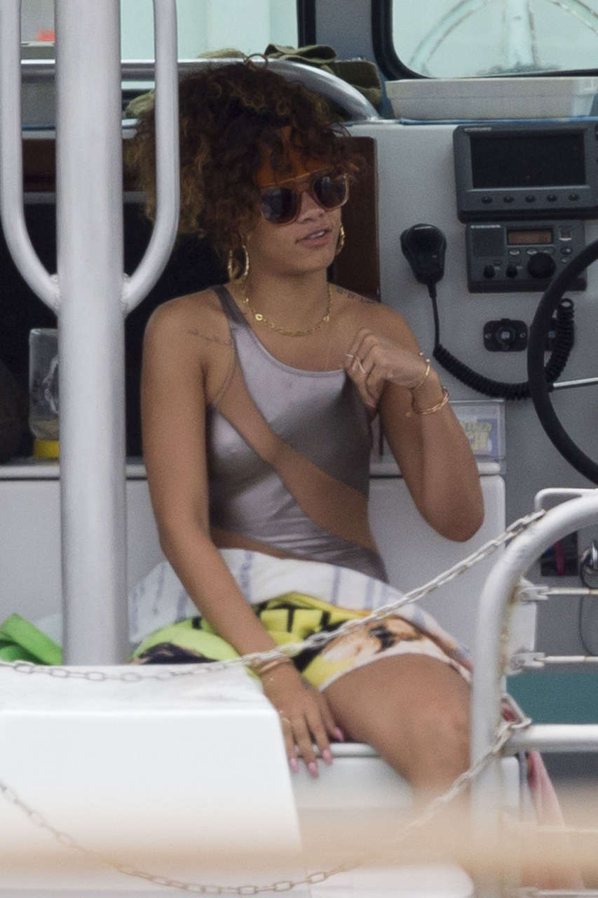 Rihanna Silver Swimsuit Hawaii