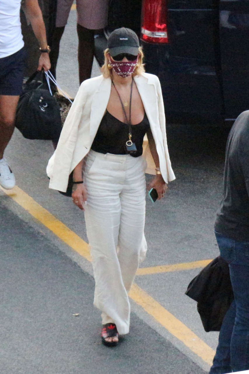 Rita Ora Wearing Mask Out Capri