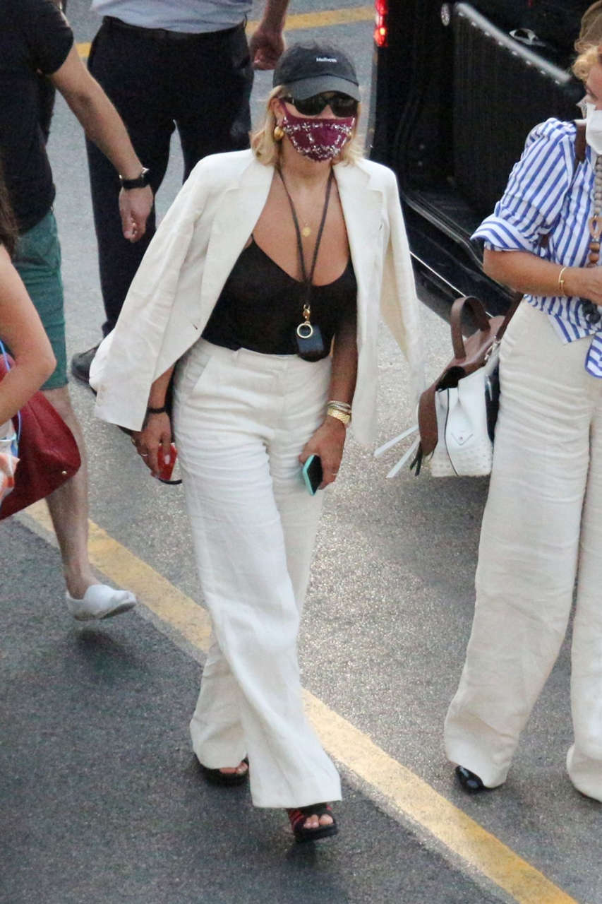 Rita Ora Wearing Mask Out Capri