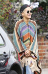 Rita Ora Wearing Poncho Out London