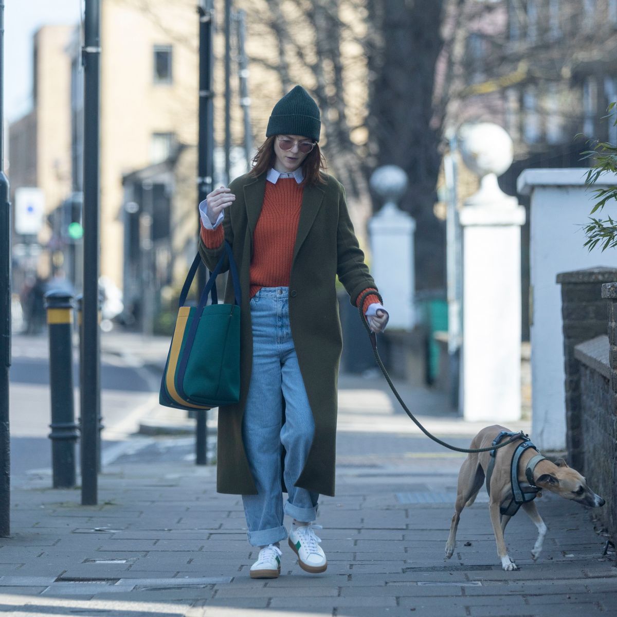 Rose Leslie Out With Her Dog London