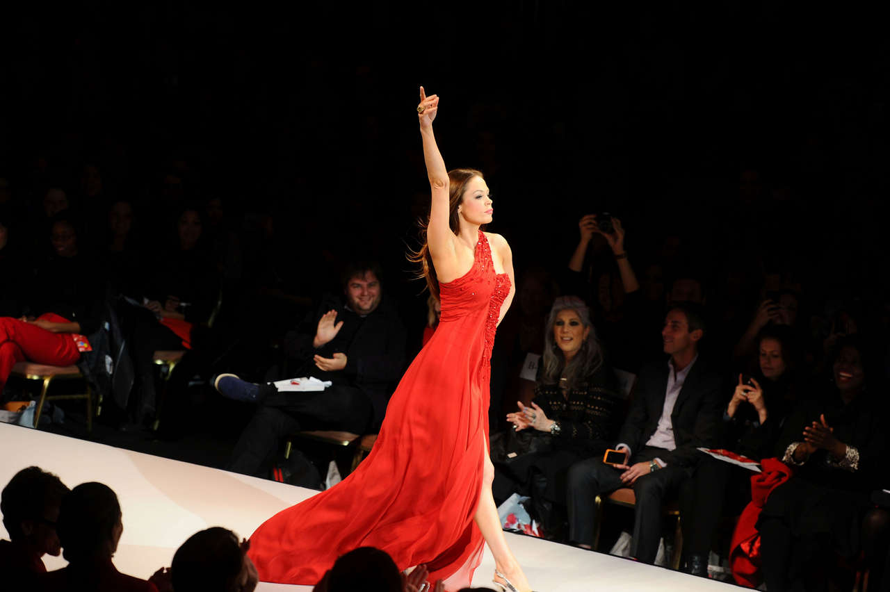 Rose Mcgowan Heart Truths Red Dress Collection 2012 Fashion Show New York