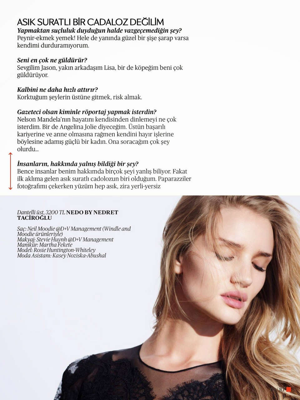 Rosie Huntington Whiteley Vogue Magazine Turkey August 2014 Issue