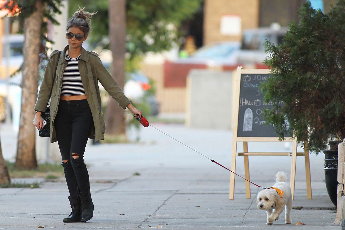 Sarah Hyland Walks Her Dog Out Los Angeles