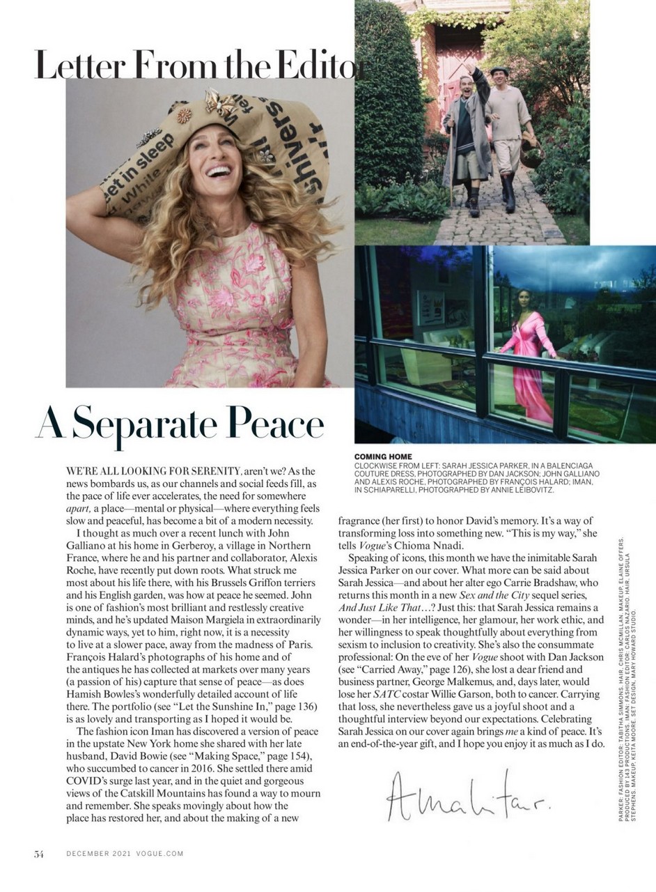 Sarah Jessica Parker Vogue Magazine December