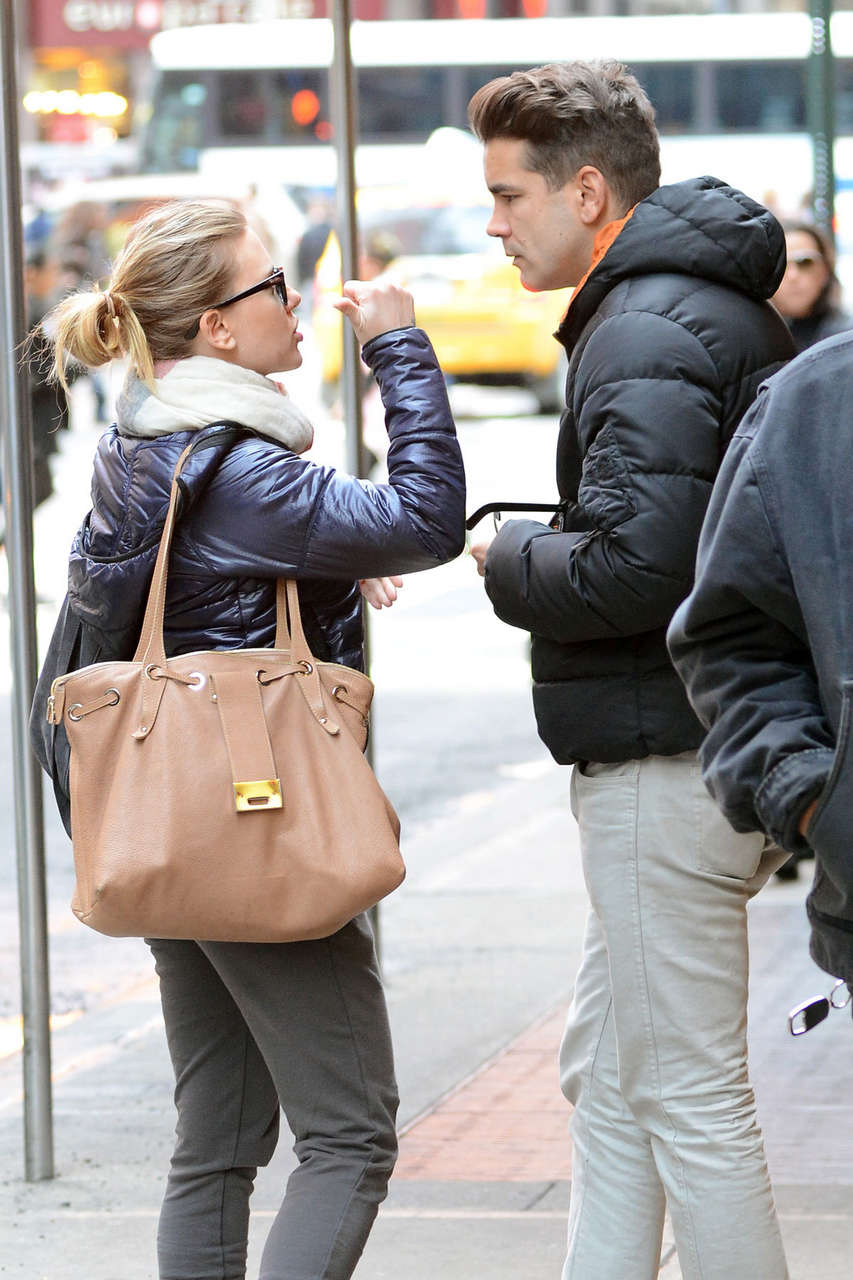 Scarlett Johansson Kisses Romain Dauriac Outside Her Hotel New York