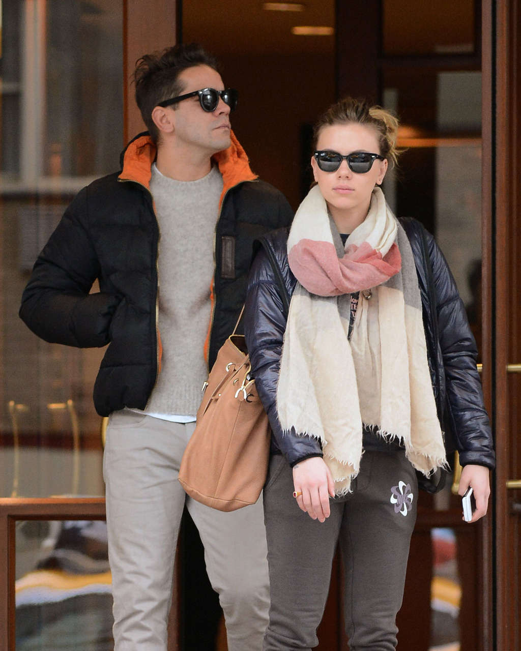 Scarlett Johansson Kisses Romain Dauriac Outside Her Hotel New York