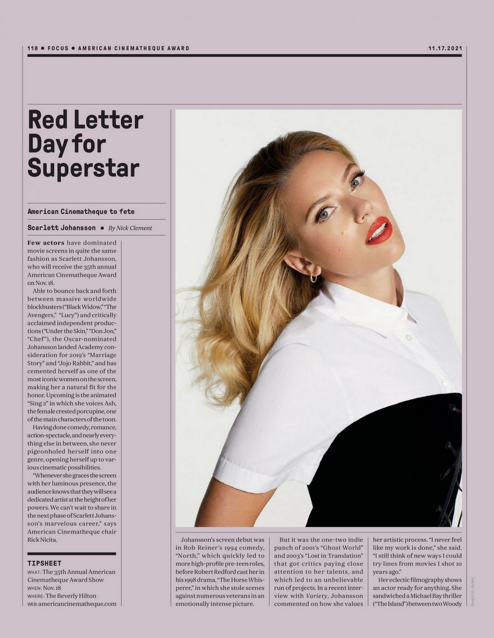 Scarlett Johansson Variety Magazine November