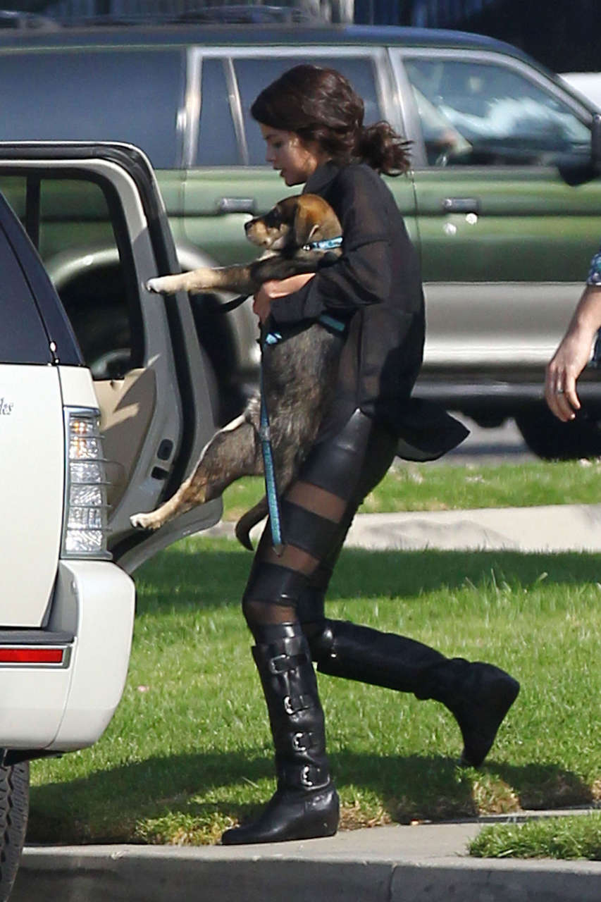 Selena Gomez Out With Dog
