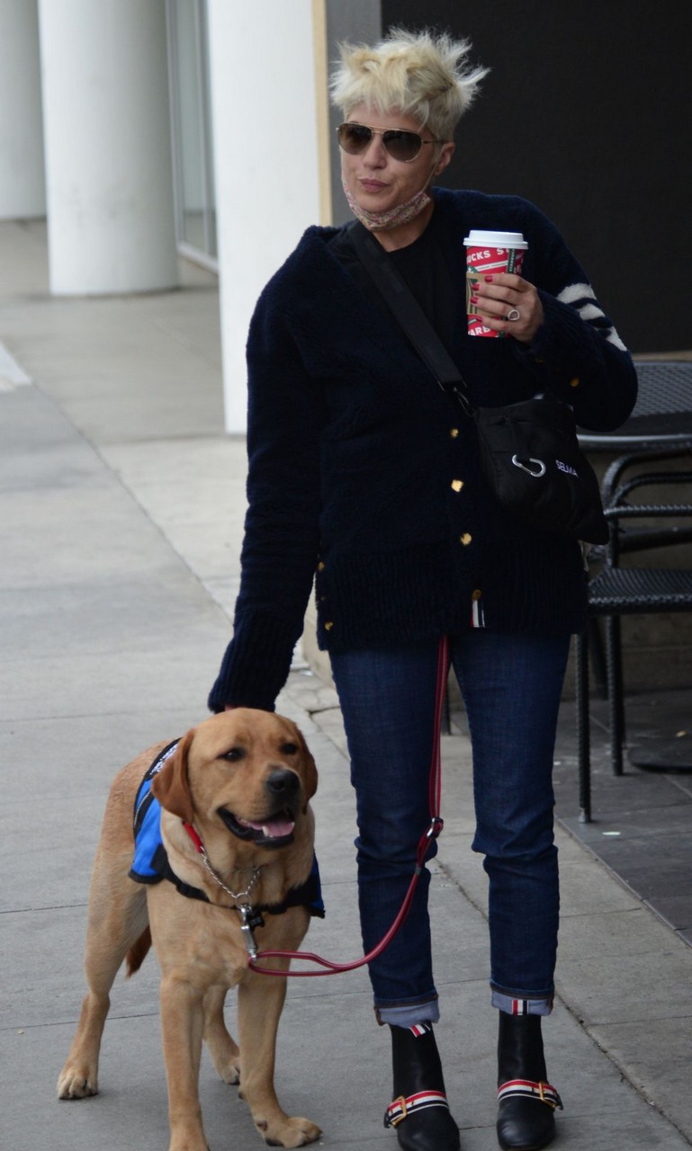 Selma Blair Out With Dervice Dog Starbucks Beverly Hills
