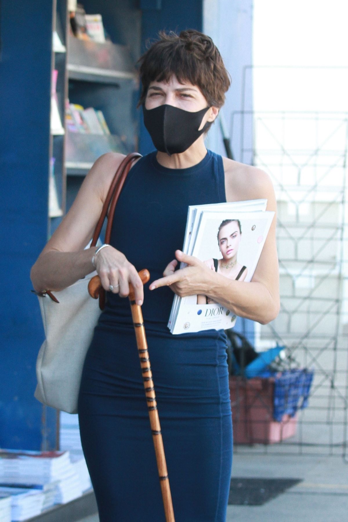 Selma Blair Wearing Mask Newsstand Los Angeles