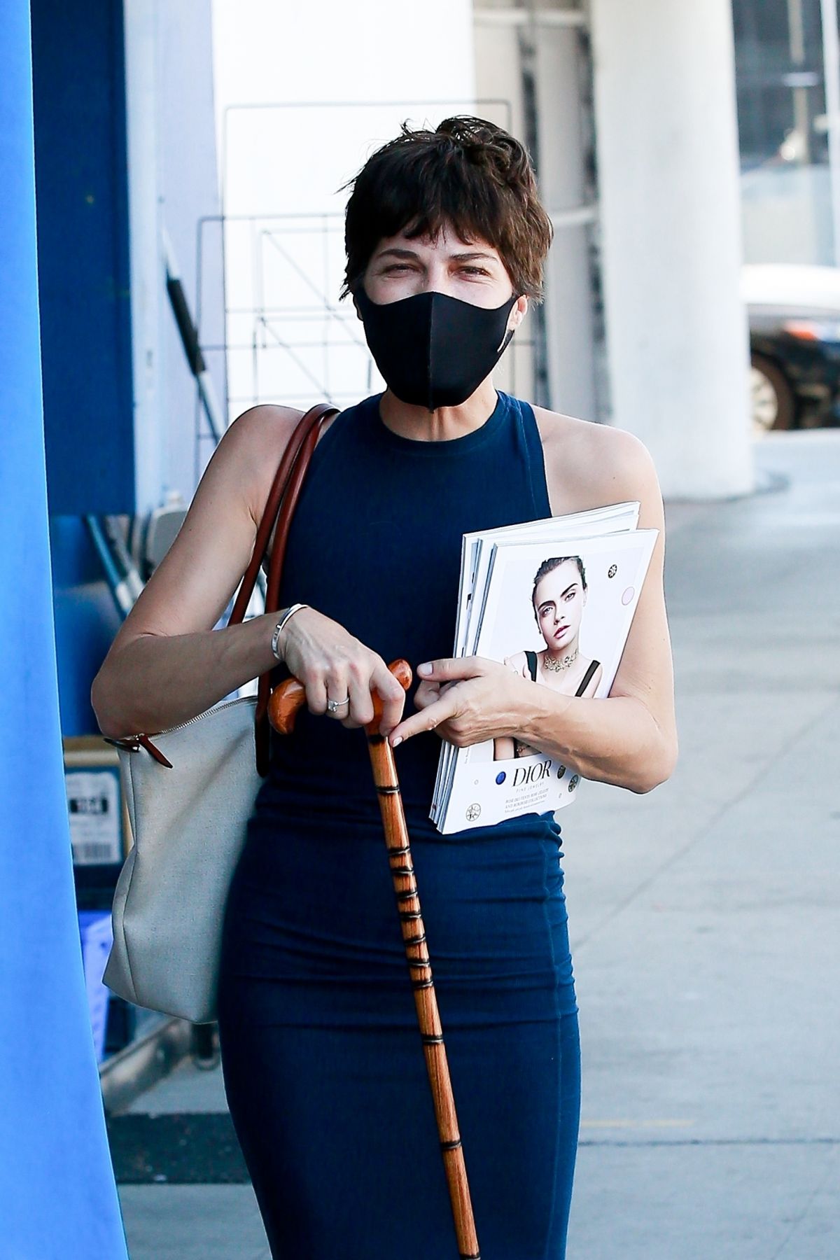 Selma Blair Wearing Mask Newsstand Los Angeles