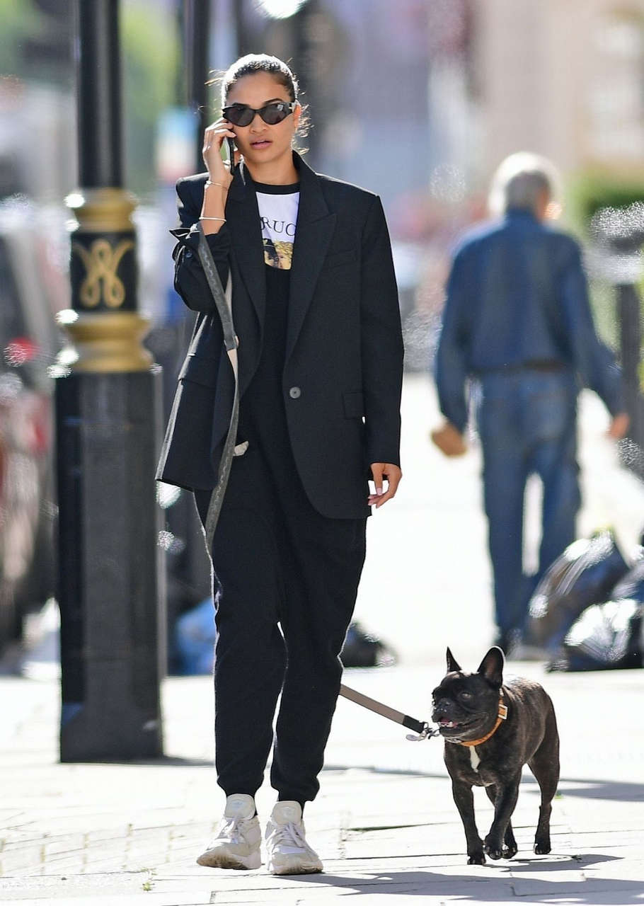 Shanina Shaik Out With Her Dog London