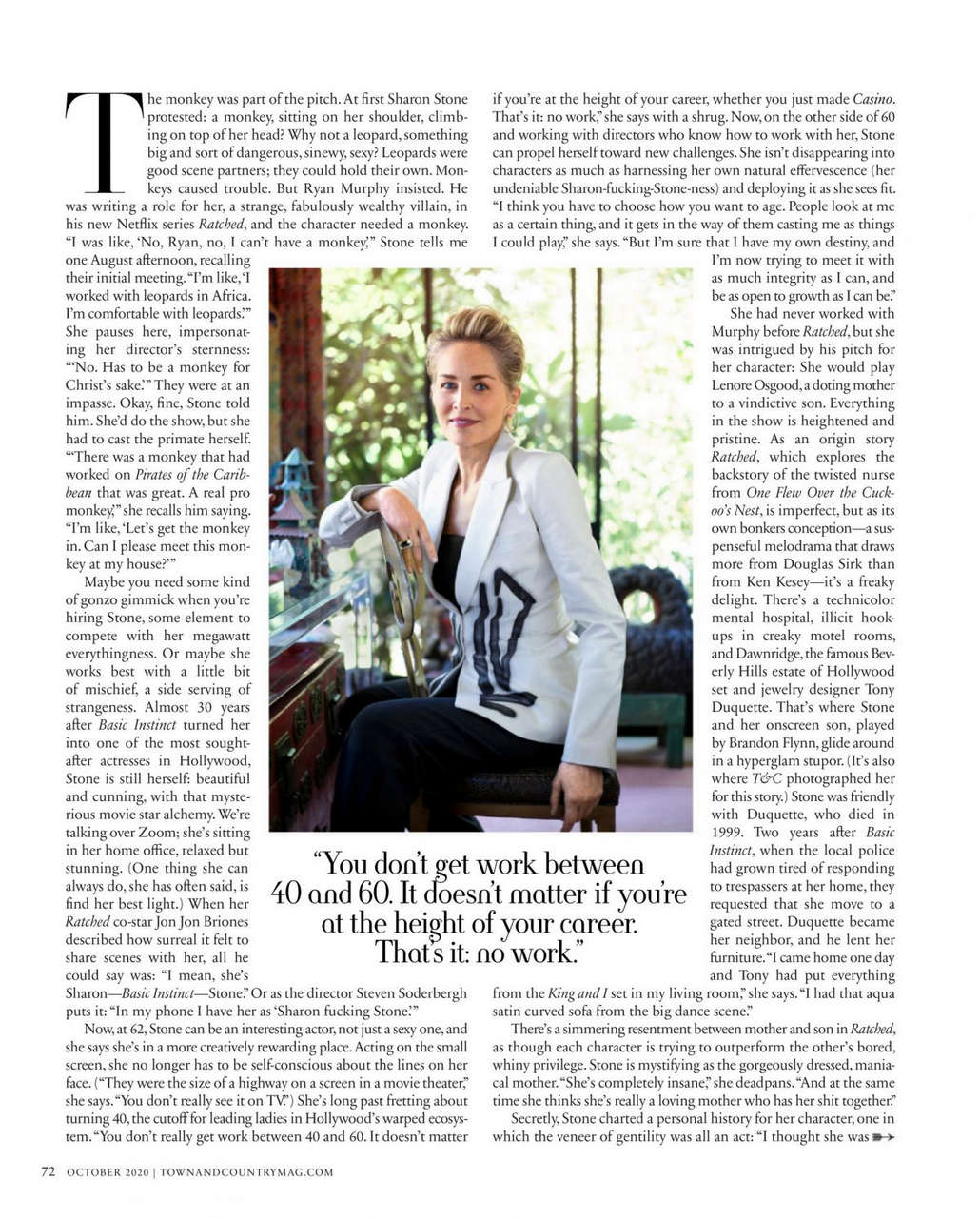 Sharon Stone Town Country Magazine October