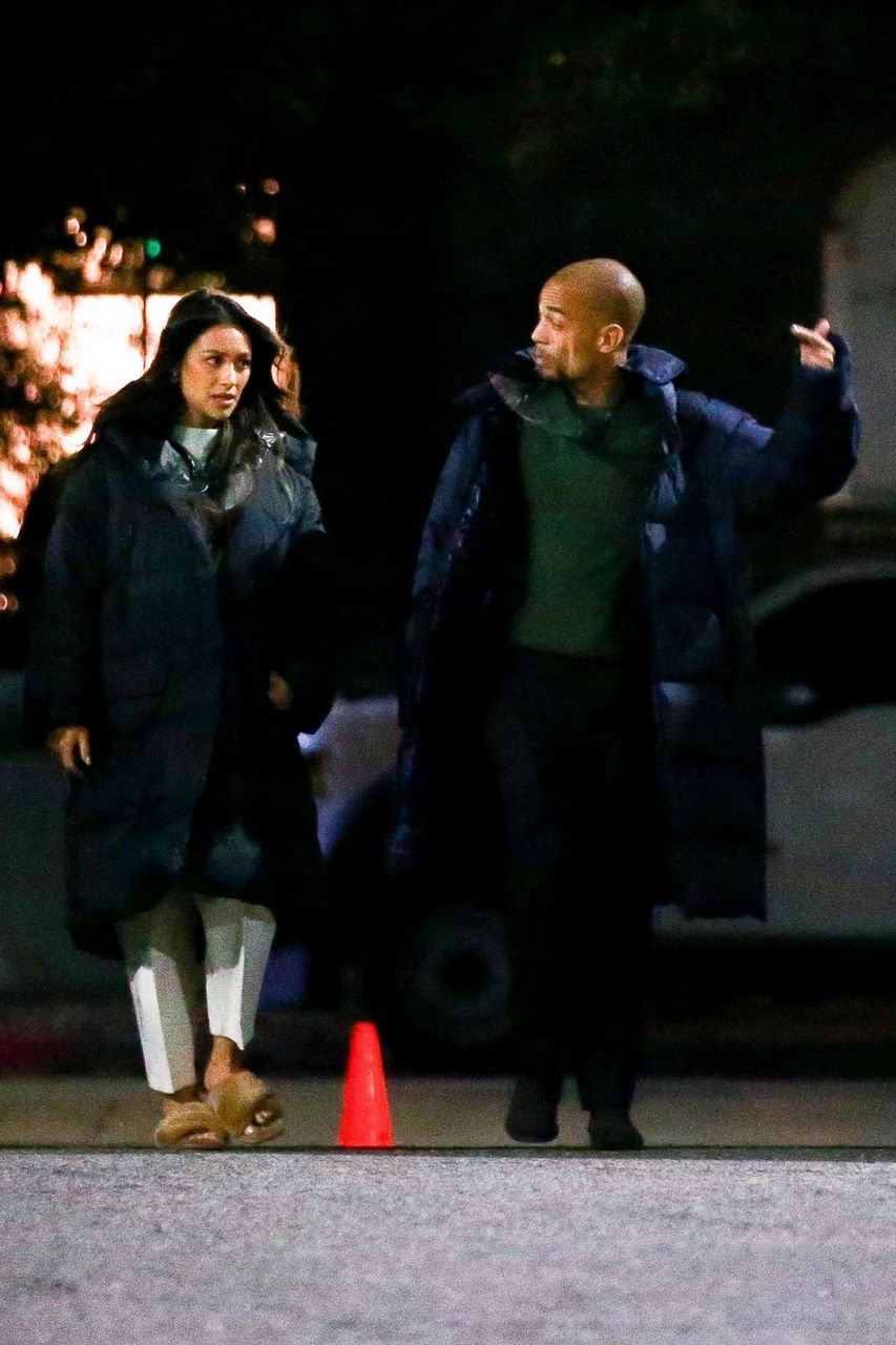 Shay Mitchell And Kendrick Sampson On The Set Of Something From Tiffany S Los Angeles