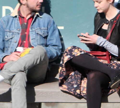 Shia Labeouf With Carey Mulligan At An La Bus Stop (1 photo)