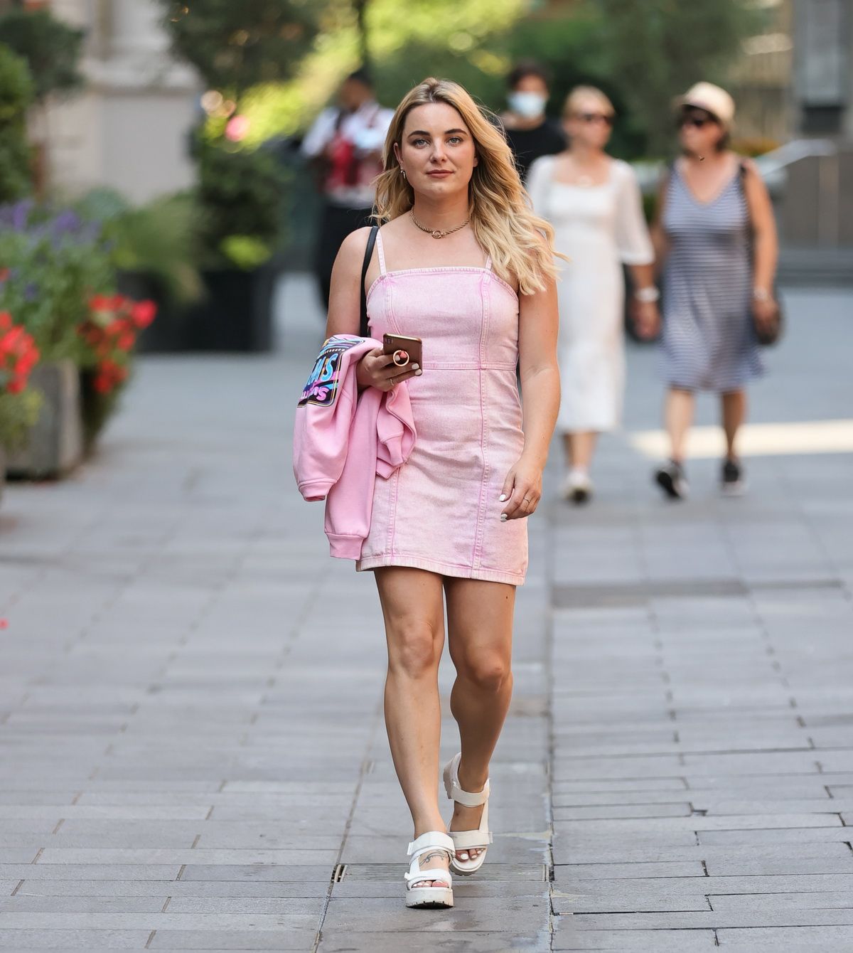 Sian Welby Pink Denim Mini Dress Out London