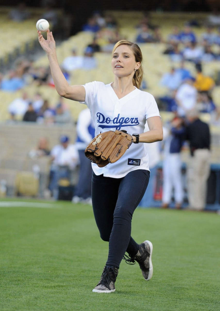 Sophia Bush Throw First Pitch Dodgers Game Los Angeles