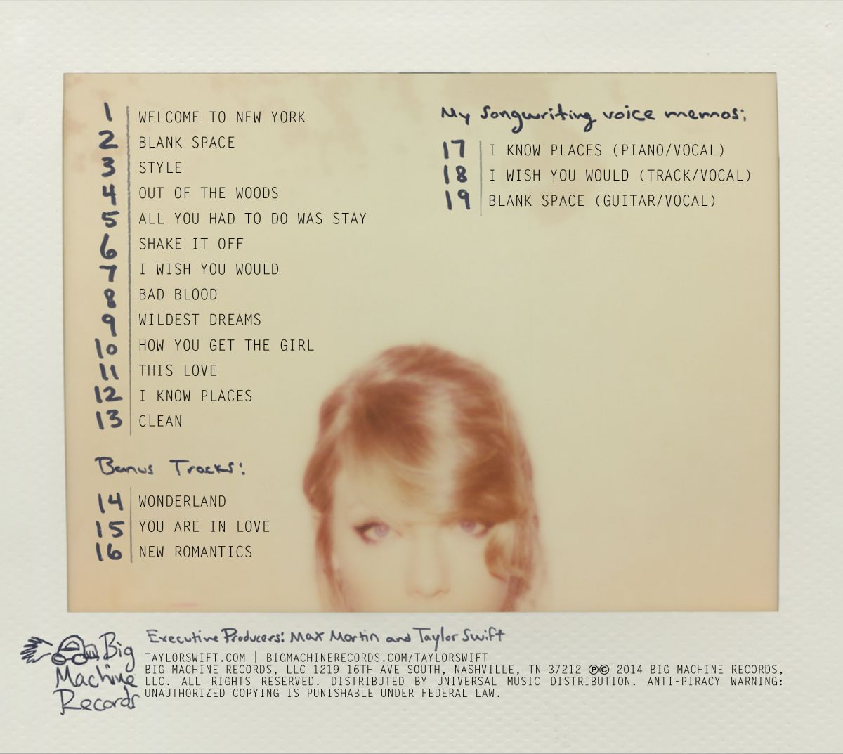 Taylor Swift 1989 Album Booklet