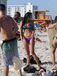 Tulisa Contostavlos Purple Bikini Beach Miami