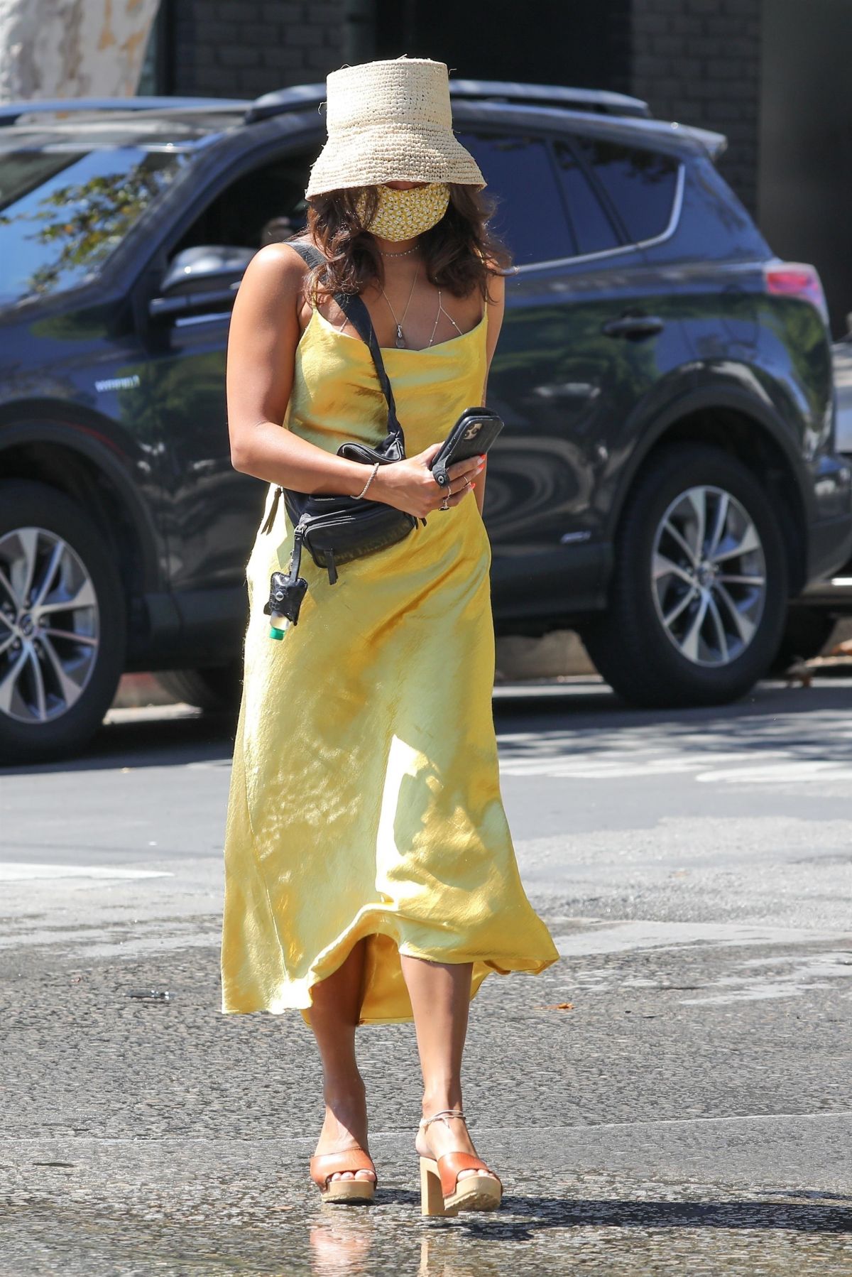 Vanessa Hudgens Yellow Dress Out Los Angeles