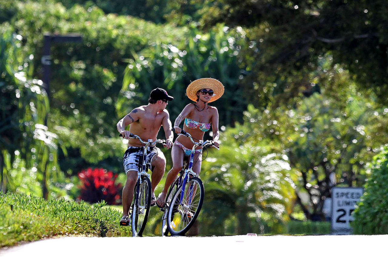 Vanessa Minnillo Bikini Candid Bike Hawaii