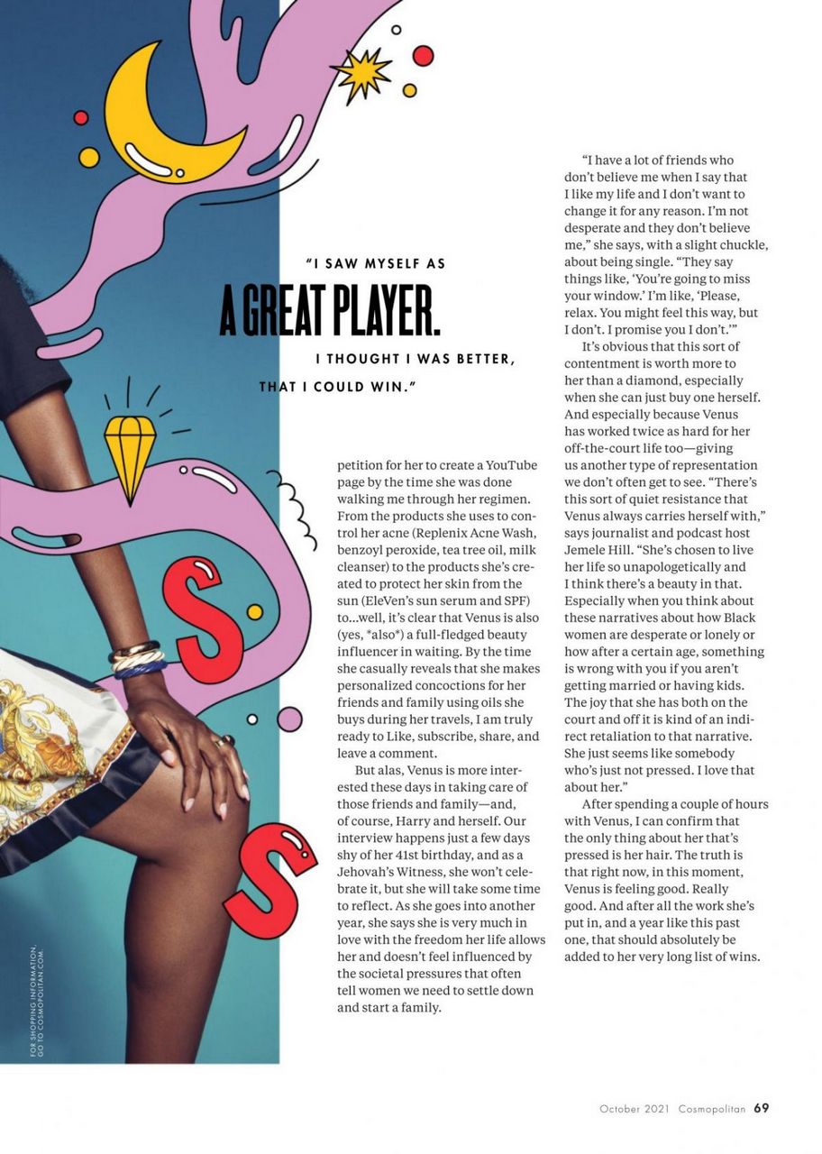 Venus Williams Cosmopolitan Magazine October