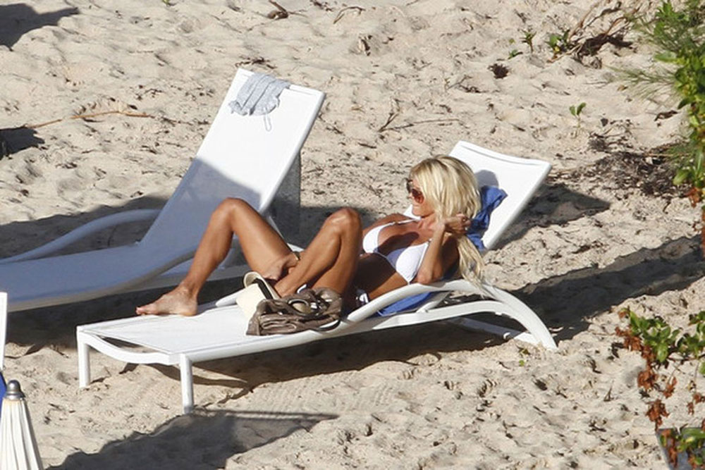 Victoria Silvstedt In White Bikini At The Beach In St Barts