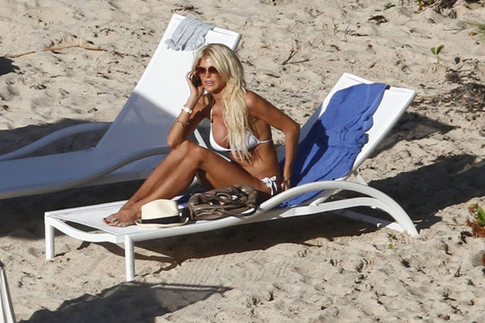 Victoria Silvstedt In White Bikini At The Beach In St Barts