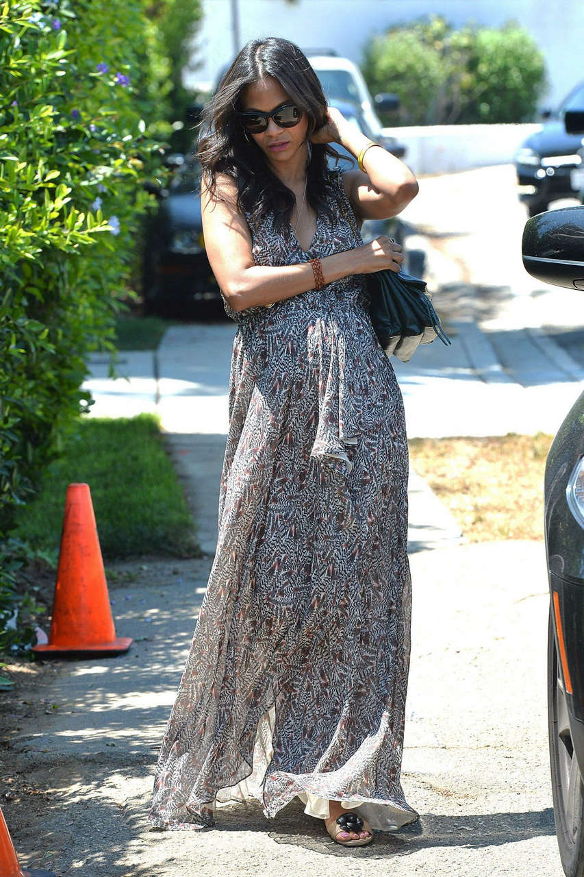 Zoe Saldana Leaves Private Party Brentwood