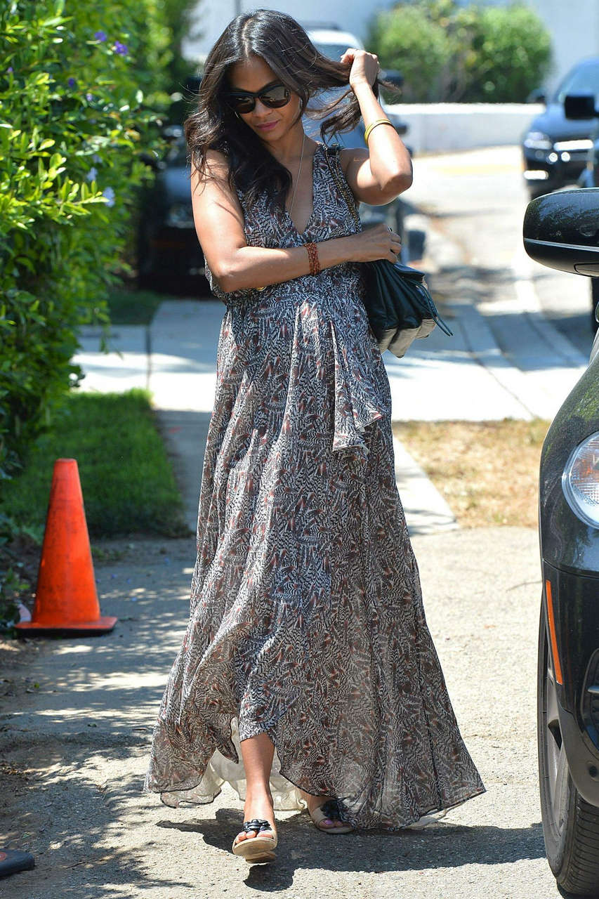 Zoe Saldana Leaves Private Party Brentwood