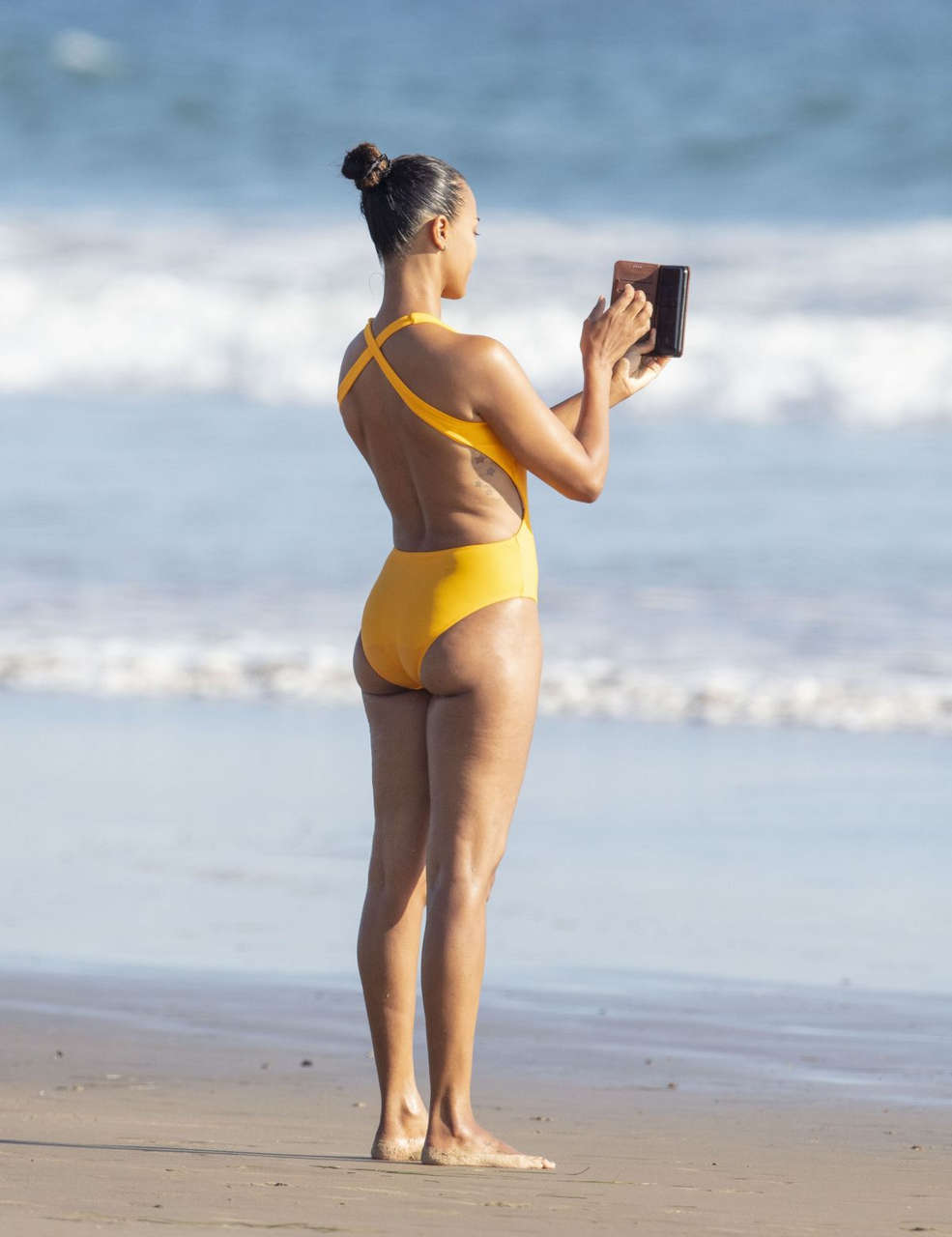 Zoe Saldana Swimsuit Beach Malibu
